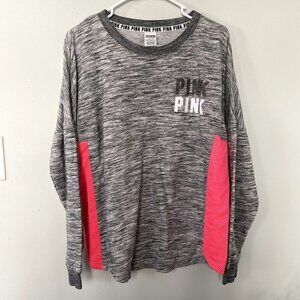 Victoria's Secret PINK gray neon pink crewneck sweater casual women size medium